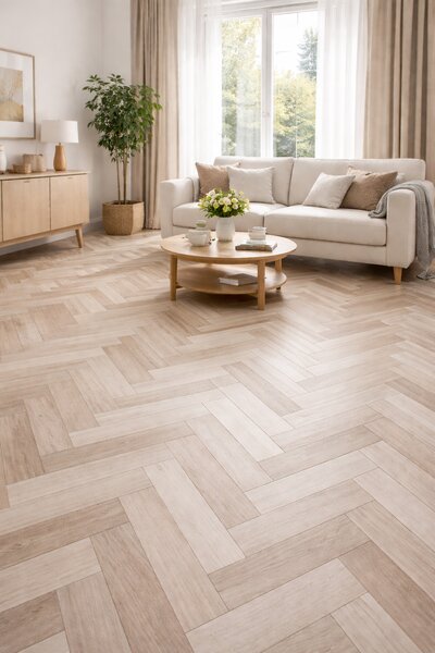 Covorul PVC linoleum Tree 95-2, 1.5 m, 2 m, 2.5 m, 3 m, Crem Bej Suport Pasla 150 x200