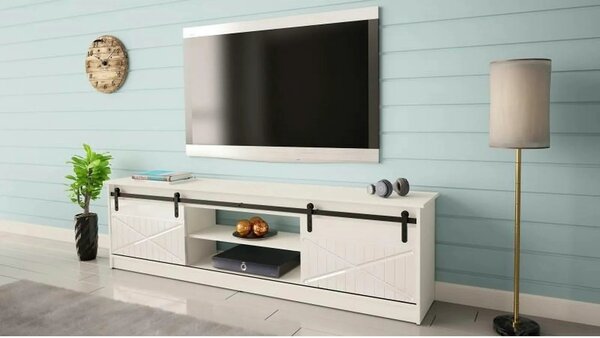 Comoda TV GRANERO, alb, PAL laminat, 200x35x57 cm
