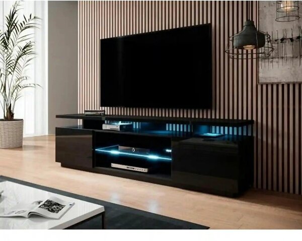 Comoda TV EVA, negru, PAL laminat, 180x40x56 cm