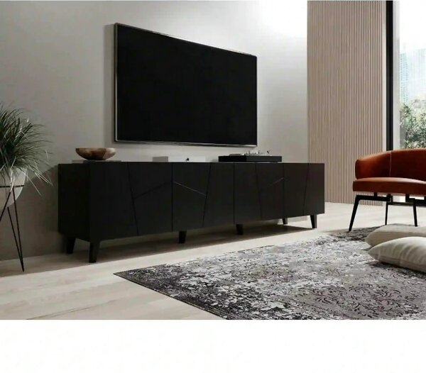 Comoda TV ETNA, negru, PAL laminat, 200x42x52 cm