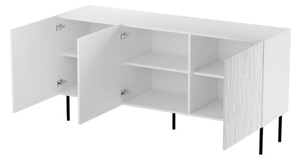 Comoda JUNGLE, alb/negru, PAL laminat/metal, 152x42x75 cm