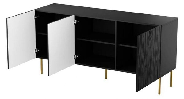 Comoda JUNGLE, negru/auriu, PAL laminat, 152x42x75 cm