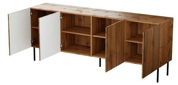 Comoda JUNGLE, stejar wotan/negru, PAL laminat/metal, 190x42x75 cm