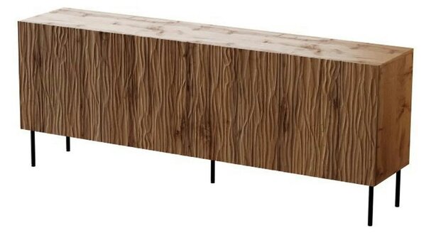 Comoda JUNGLE, stejar wotan/negru, PAL laminat/metal, 190x42x75 cm