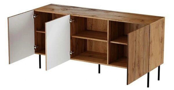 Comoda JUNGLE, stejar wotan/negru, PAL laminat, 152x42x75 cm