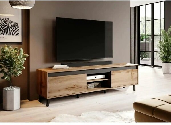 Comoda TV NORD, stejar wotan/gri antracit, PAL laminat, 170x38x49 cm