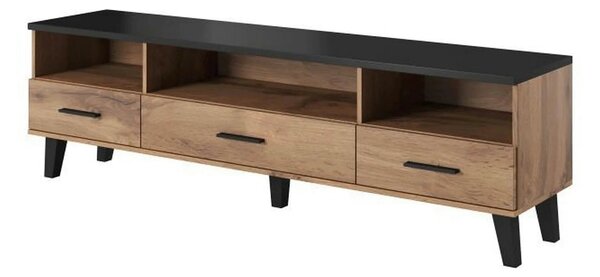 Comoda TV LOTTA, stejar wotan/negru, PAL, 80x40x53 cm