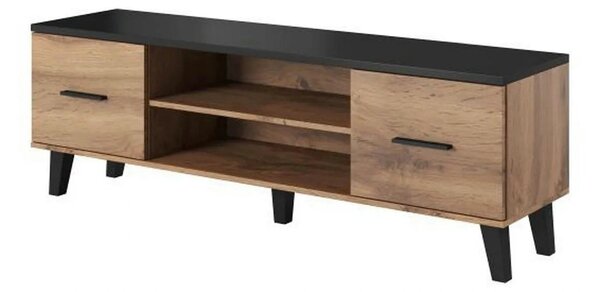 Comoda TV LOTTA, stejar wotan/negru, PAL, 160x40x53 cm