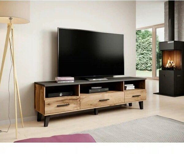 Comoda TV LOTTA, stejar wotan/negru, PAL, 80x40x53 cm