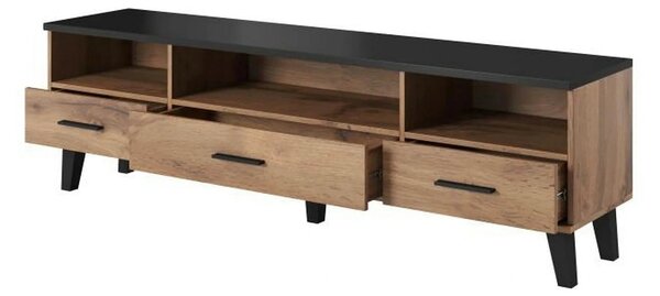 Comoda TV LOTTA, stejar wotan/negru, PAL, 80x40x53 cm