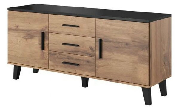 Comoda LOTTA, stejar wotan/negru, PAL, 150x45x69 cm