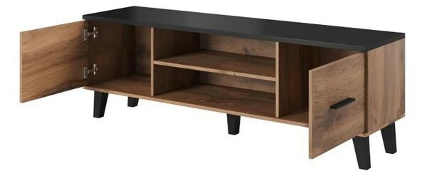 Comoda TV LOTTA, stejar wotan/negru, PAL, 160x40x53 cm