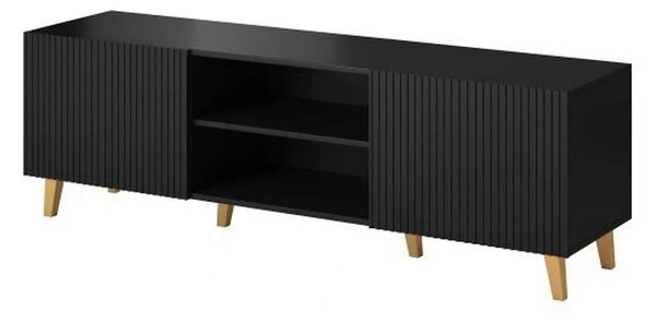 Comoda TV PAFOS, negru, PAL laminat, 150x40x52 cm