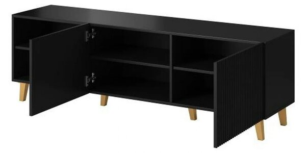 Comoda TV PAFOS, negru, PAL laminat, 150x40x52 cm