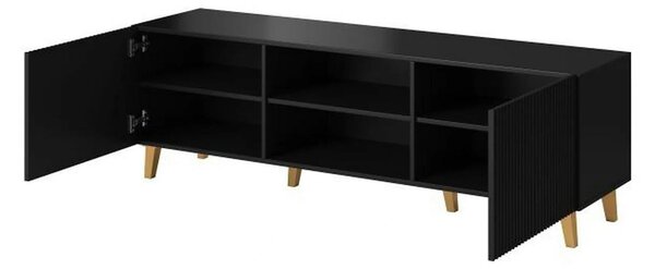 Comoda TV PAFOS, negru, PAL laminat, 150x40x52 cm