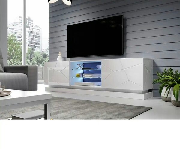 Comoda TV QIU, alb, 200x40x57 cm