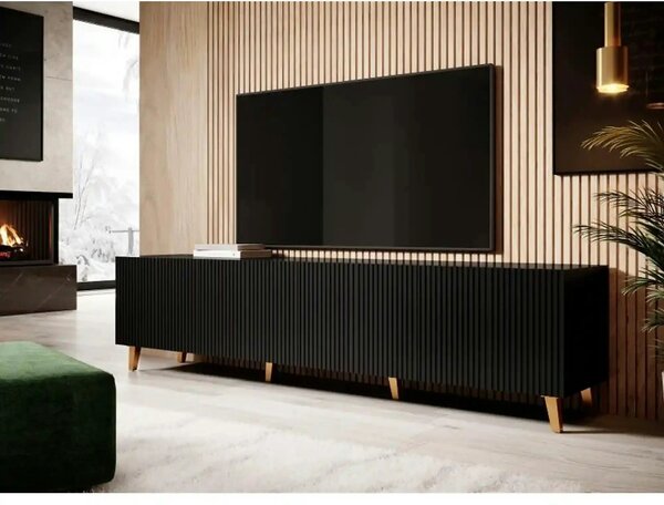 Comoda TV mare PAFOS, negru, PAL laminat, 200x40x52 cm