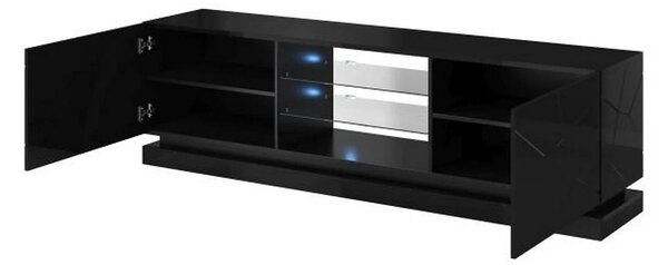 Comoda TV QIU, negru, 200x40x57 cm