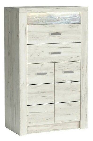 Comoda INDIANAPOLIS I6, stejar craft alb, PAL laminat, cu 2 sertare, 2