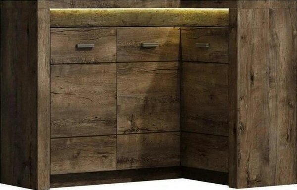 Comoda INDIANAPOLIS I15 dreapta, frasin inchis, PAL laminat, cu 3 usi