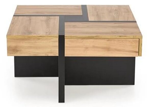 Masuta SEVILLA S, stejar/negru, PAL laminat, 80x80x47 cm
