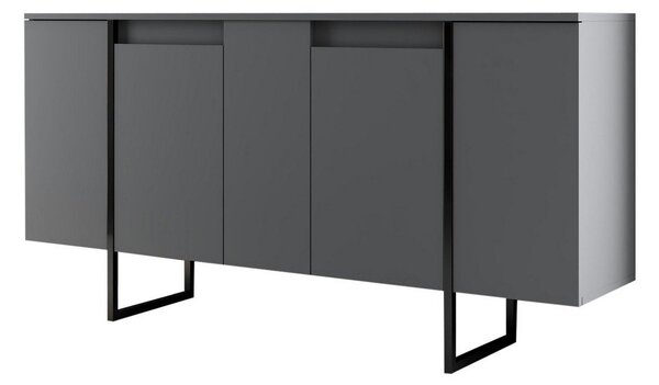Comoda LUXE, gri antracit/negru, PAL melaminat, 160x35x80 cm