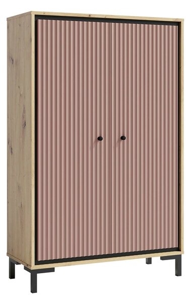 Comoda PARII PA15, stejar artisan/roz, PAL laminat, 89x37x140 cm