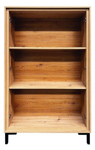 Comoda PARII PA15, stejar artisan/roz, PAL laminat, 89x37x140 cm