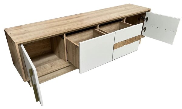 Comoda TV KEKS K4a, stejar/casmir, PAL laminat, 170x37x49 cm