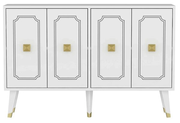 Comoda ROLAND, alb/auriu, PAL melaminat, 120x30x80 cm