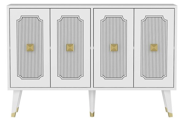 Comoda DERASI, alb/auriu, PAL melaminat, 120x30x80 cm