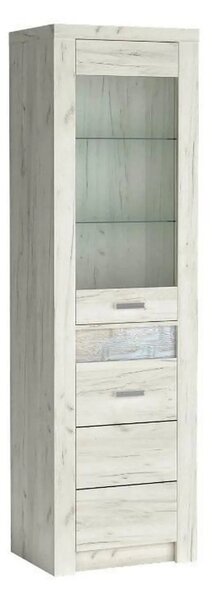Vitrina INDIANAPOLIS I4, stejar craft alb, PAL laminat/furnir ABS/meta