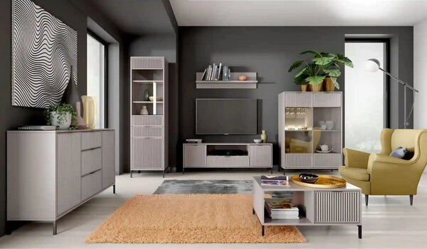 Vitrina LINKASTYLE LS5, casmir, PAL/sticla, 55x41x196 cm