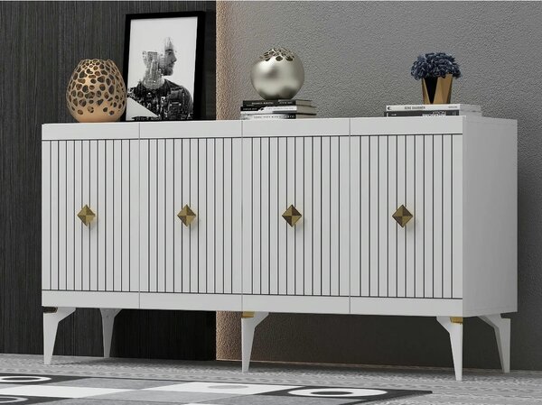 Comoda MIDAS, alb, PAL melaminat, 150x40x79 cm