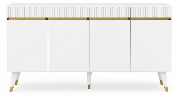 Comoda Defne, alb/auriu, PAL melaminat, 150x40x80 cm