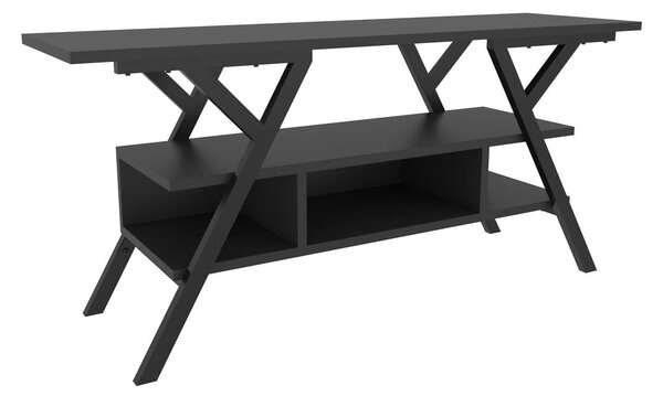 Comoda TV MINERVA, negru/gri antracit, PAL melaminat/metal, 120x35x55