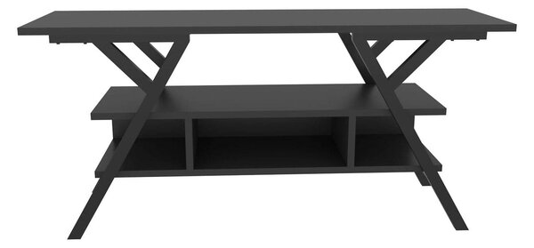 Comoda TV MINERVA, negru/gri antracit, PAL melaminat/metal, 120x35x55