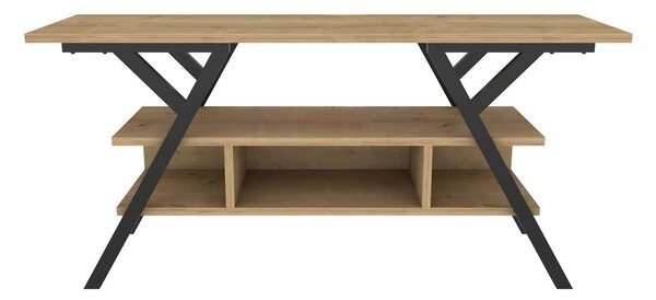 Comoda TV MINERVA, stejar/negru, PAL/metal, 120x35x55 cm
