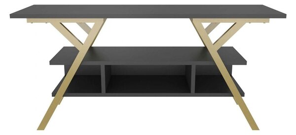 Comoda TV MINERVA, gri antracit/auriu, PAL/metal, 120x35x55 cm