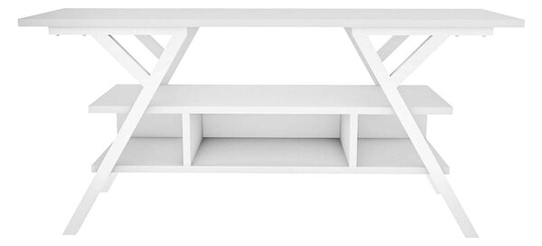 Comoda TV MINERVA, alb, PAL melaminat/metal, 120x35x55 cm