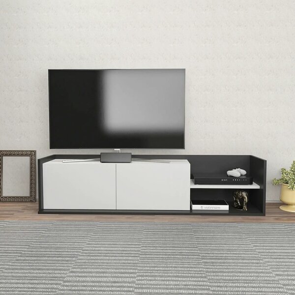 Comoda TV KROG, gri antracit/alb, PAL melaminat, 160x35x37 cm