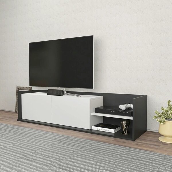 Comoda TV KROG, gri antracit/alb, PAL melaminat, 160x35x37 cm