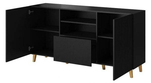 Comoda PAFOS, negru, PAL laminat, 150x40x82 cm
