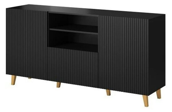 Comoda PAFOS, negru, PAL laminat, 150x40x82 cm