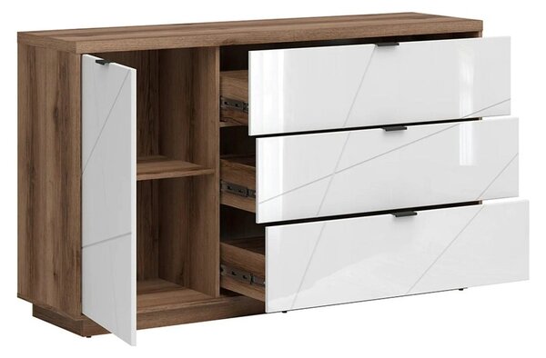 Comoda FORN, nuc/alb lucios, PAL, 156x42.5x93 cm
