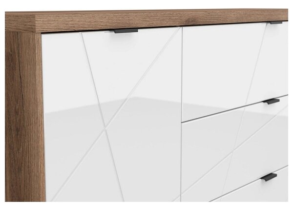 Comoda FORN, nuc/alb lucios, PAL, 156x42.5x93 cm