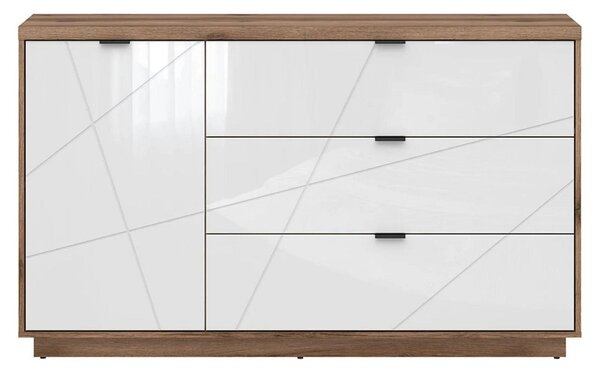 Comoda FORN, nuc/alb lucios, PAL, 156x42.5x93 cm