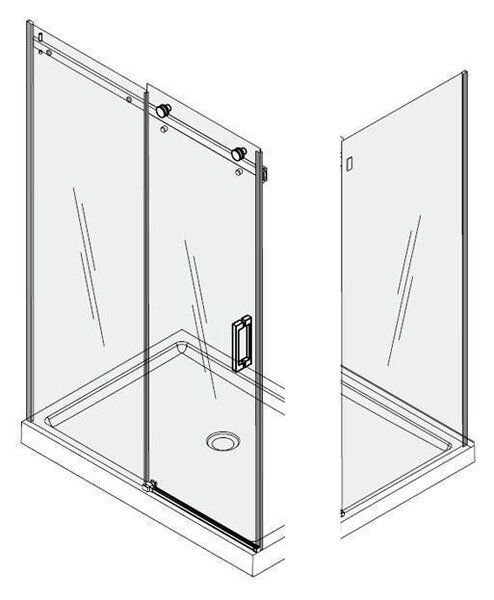 Cabina de dus Fluminia, Panda black, 120 x 90, cu usa culisanta si perete lateral fix, negru