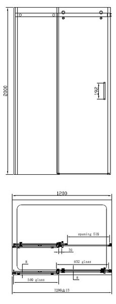 Cabina de dus Fluminia, Panda black, 120 x 90, cu usa culisanta si perete lateral fix, negru