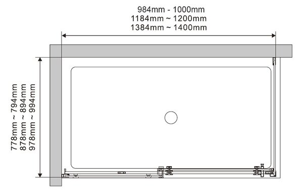 Cabina de dus Fluminia, Panda black, 120 x 90, cu usa culisanta si perete lateral fix, negru
